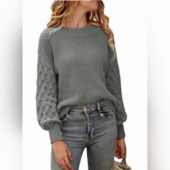 Pretty Garden Knitted Sweater Gray Women's Size Large Boho Fall Winter Warm - Picture 1 of 13